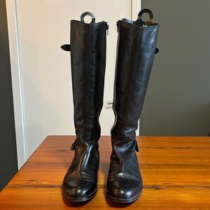 Women’s black leather tall boots from garnet hill